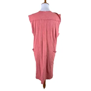 Oli & Hali Orange Mineral Wash Sleeveless Midi Dress S Pocket Boho thumbnail 3