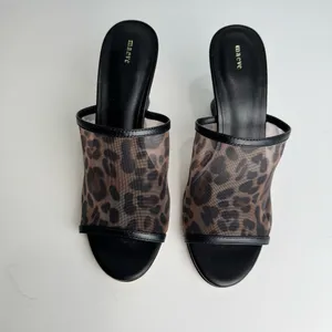 NWT Anthropologie Maeve Leopard Mesh Mule Heels Size 7 thumbnail 6