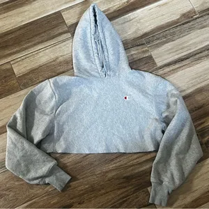 Champion gray pullover cropped hooded sweatshirt thumbnail 1