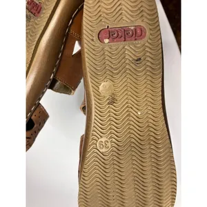 Rieker Antistress Mary Jane Sandals Womens 39 Brown Leather Perforated Good Flat thumbnail 8