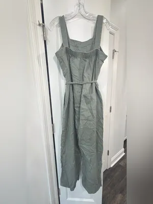 Quince Olive Tie-Waist 100% Linen Pantsuit thumbnail 4