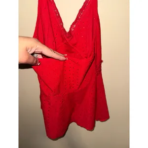 Red Eyelet Lace Halter Babydoll Camisole Top Bohemian V-Neck S Festival Coquette thumbnail 7