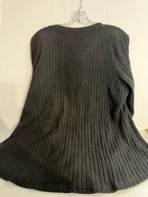 Fantaslook Women's Black Ribbed V-Neck Sweater thumbnail 3