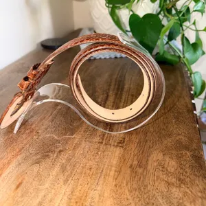 Genuine‎ Snake Skin Belt Womens M/L Brown Cognac Exotic Leather Western Boho Y2K thumbnail 6
