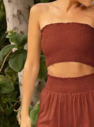 2 piece crop top pants set Orange Size M thumbnail 5