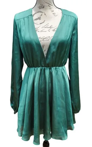 Lovers + Friends Ivy Dress Fit and Flare‎ Long Sleeve Green Small thumbnail 1