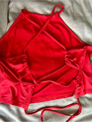 SHEIN Bright Red Spaghetti Strap Crop Top thumbnail 2