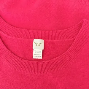 GARNET HILL Cashmere Sweater Scoop Neck Solid Pink Bright Pullover X-Small thumbnail 10
