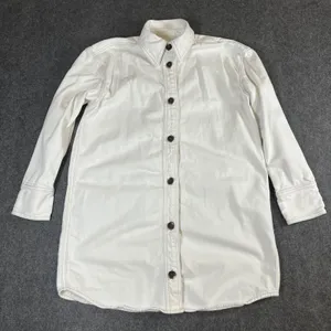 Madewell White Denim Shirt Dress Long Sleeve Button Front‎ Cotton Shacket Small thumbnail 1
