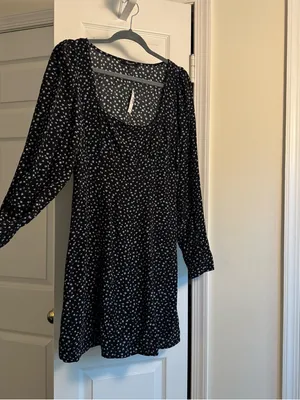 NWT Madewell Seamed Long Sleeve Mini Dress Ditsy Floral Black Size 8 thumbnail 5