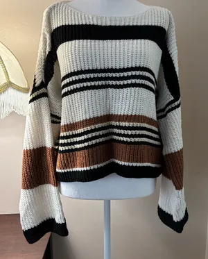 SHEIN Multicolor Striped Knit Sweater Size S thumbnail 1
