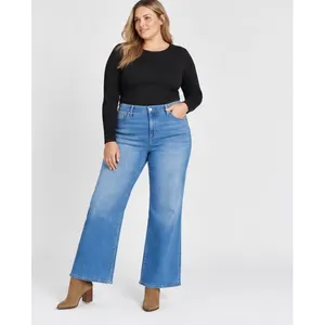 Time and Tru Womens Jeans Size 18 Medium Wash High Rise Seamed Wide Leg 31" Ins thumbnail 4