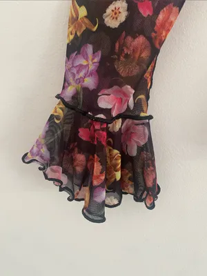 Desigual Mesh Sheer Dark Floral Garden Top Size SMALL thumbnail 5