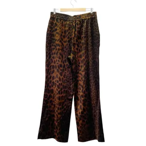 Cabi Party Velvet Pant Leopard Print Wide Leg Trousers Brown Black Size Large thumbnail 3