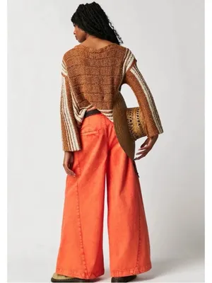 Free People We The Free Equinox Denim Jean 25 Coral Fusion Oversized Flared thumbnail 3