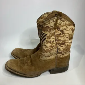 Ariat sport patriotic camouflage boots western cowboy brown tan women’s‎ size 6 thumbnail 3