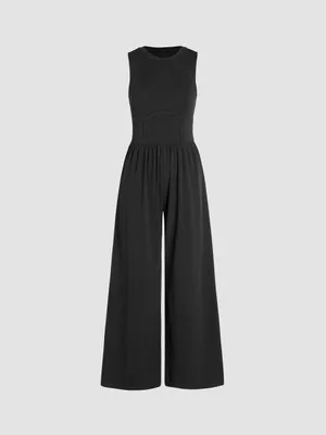 Cider Solid Sleeveless Wide Leg Jumpsuit thumbnail 7