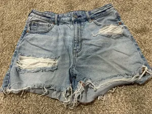 American Eagle Outfitters Light Wash Distressed Denim Shorts thumbnail 1