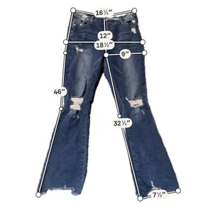 SHEIN Women Size 32 Distressed High Waisted Blue Denim Button Fly Raw Hem‎ Jeans thumbnail 7