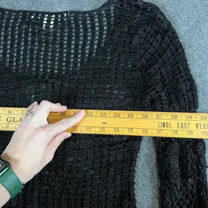 Bette Paige Black Crochet Cardigan XL Bell Sleeve Scallop Hem Boho Whimsigoth thumbnail 6