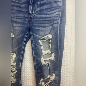 American Eagle Outfitters Ripped Blue Skinny Jeans thumbnail 2