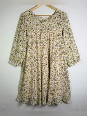 Paper Crown Anthropologie Droplets Dress Sz L Floral Swing Babydoll Boho Cottage thumbnail 2