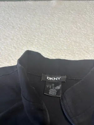 DKNY Sport Black Logo Tape Quarter Zip Mini Dress Short Sleeve Sporty Bodycon S thumbnail 2