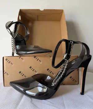 Mix No.6 Black Chain & Suede Ankle Strap Heels thumbnail 1