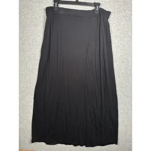 New Daisy Fuentes Maxi Skirt Black XL Womens Pull On Elastic Waist Stretch‎ Thin thumbnail 11