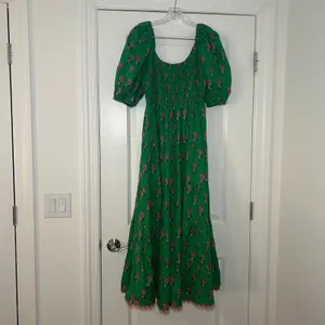 Pink City Prints Women's Parakeet Blossom Angelina Dress In Green women's small thumbnail 7