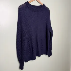 Everlane Alpaca Merino Wool Crewneck Pullover Sweater Navy Women’s Size Medium thumbnail 3