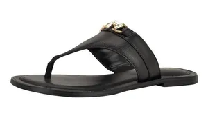 NWT Tommy Hilfiger Womens Goldiea Thong Emblem Sandals TWGOLDIEA Black 6.5M thumbnail 1