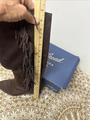 Universal Thread Dark Brown Suede like Over-the-Knee Boots with Side Zip&Fringe thumbnail 6