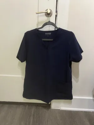 Mandala Scrubs Navy Blue Scrub Top thumbnail 2
