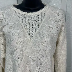 Maggie Lawrence Vintage Ivory Women’s Beaded Sweater Size Medium EUC thumbnail 4