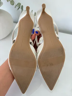 DV by Dolce Vita Kenton Ivory Floral Pearl Pointed Toe Mule Heels Size 8 Coquette Bridal $135 thumbnail 12