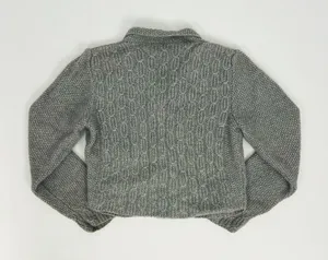 Vintage 100% Wool Double-Breasted Button-Front Hand-Knit Cardigan | Size S/M thumbnail 7