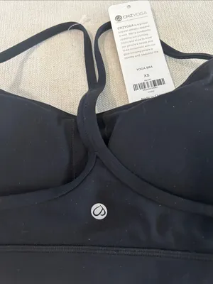 CRZ YOGA Butterluxe Y Back Spaghetti Thin Strap Sports Bra, Black, XS, NEW thumbnail 6
