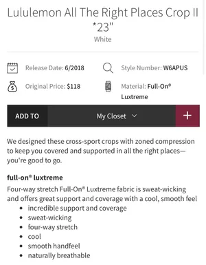 Lululemon All The Right Places Crop || *23" White 6 thumbnail 11