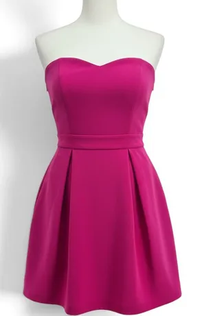 Amanda Uprichard Dress Womens M Strapless Mini Hot Pink Fit & Flare EUC thumbnail 1