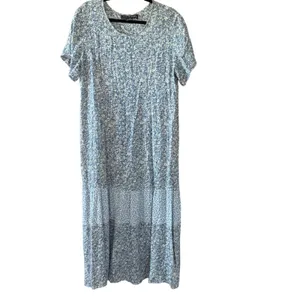 JG Hook Vintage 90s Cottage‎ Blue Floral Mixed Coastal Cowgirl Maxi Dress M thumbnail 2