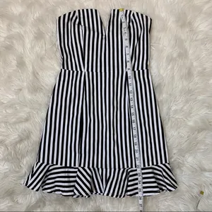 Olivaceous black white strapless ruffle dress smal thumbnail 3