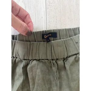 Quince European Linen Pants Large Wide Leg Elastic Waist Bayberry Olive thumbnail 4
