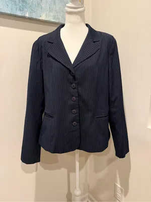 Van Heusen Navy Pinstripe Women's Blazer thumbnail 2