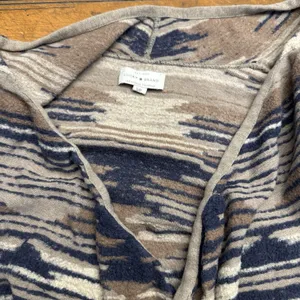 Lucky Brand Womens Open Cardigan Sweater Small Navy Tribal Aztec Long Pockets‎ thumbnail 6