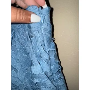 Umgee NWT Womens Blue Floral Eyelet Lace Scallop Hem High Rise Shorts L Feminine thumbnail 3