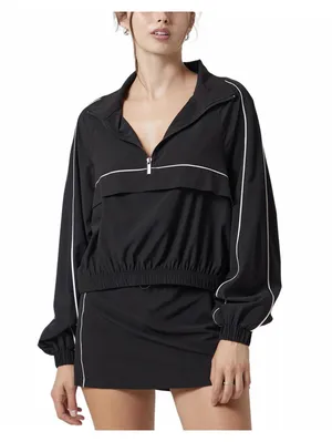Pacsun PAC 1980 Active Cropped Half Zip Windbreaker Track Jacket NWT Black XS thumbnail 1