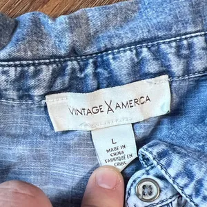 Vintage America Light Blue Denim Top thumbnail 2