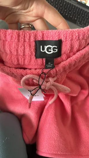 Ugg Nwt Petria Sherpa Shorts Womens Pink Cozy Fuzzy Pockets Side Slit / M thumbnail 5