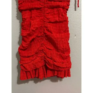 Lovers + Friends Amy Cherry Red Textured Ruched Mini Dress Women’s Size XS thumbnail 9